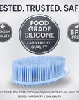 Avilana Silicone Body Scrubber – Gentle Shower Brush & Loofah Alternative- Food Grade & Lab Tested – Fast-Drying, Hygienic, BPA-Free Silicone Body Gentle Exfoliator (Blue, Massage)