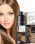 Natural Color Hair Dye Shampoo 3 IN 1, Instant Hair Coloring, Gray Coverage for Men & Women, Beard Dye Vegan Ammonia Free & Paraben-Free, Champú Para Canas Mujer & Hombre (GOLDEN BROWN)