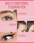 Eyebrow Pen - Microblading eyebrow pencil with Micro-Fork Tip & Precision Tip for Natural Brows, Eyebrow Pencils for Women, Dual-Ended Brow Brush, Waterproof, Black