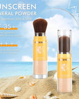 Mineral Powder Sunscreen Setting Makeup - SPF 35 Brush On Sunscreen for Face & Scalp & Hair, Natural Glow Loose Finishing Powder, Oil Control Lightweight Breathable (#05 Clear Glitter)