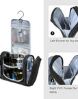 BAGSMART Toiletry Bag for Men, Travel Toiletry Organizer with hanging hook, Water-resistant Cosmetic Makeup Bag Travel Organizer for Shampoo, Full-size Container, Toiletries, Black-Medium