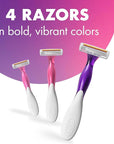 BIC Soleil 3 Scented Women’s Disposable Razor, 3 Blades with a Moisture Strip For a Silky Shave, Assorted, 4 Piece Razor Set