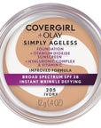 COVERGIRL Simply Ageless Instant Wrinkle Defying Foundation, SPF 28, Hyaluronic Complex & Vitamin C - 205 Ivory, Pack of 1