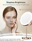 Makeup Mirror with Lights, 5000 mAh Rechargeable Double Sided Magnifying Vanity Mirror with 3 Colors, 1x/20x, 360° Rotation , Brightness Adjustable Magnification Lighted Makeup Mirror, Women Gift