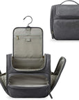 BAGSMART Hanging Toiletry Bag, Water-resistant Leather Dopp Kit, Large Travel Organizer for Full Sized Container, Grey