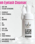 STACY LASH Lash Shampoo Kit Foaming Cleanser with Eye Lash Spoolies & Rinse Bottle & Cleansing Pad & Brush for Eyelash Extensions & Clusters & Natural Eyelashes