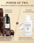 Hair Dye Shampoo 3-in-1 Vegan Color for Gray Hair - Ammonia-Free for Men & Women – Beard & Hair Coloring – Instant Gray Coverage Champú Para Canas Mujer & Hombre (CHESTNUT BROWN)