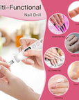 Cordless Electric Nail Drill File for Acrylic Gel Nails, Cuticle Remover Cream for Nail Care, Professional Nail Drill Manicure and Pedicure Kit with Drill Bits for Home & Salon Use