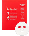 Dual Mask Korean Face Mask for Anti Aging, Firming, Hydrating, Nourishing with Highly Concentrated Peptide, Vitamin C Essence - Hypoallergenic Microfiber Sheet, 1.02 fl.oz. 5 Sheets