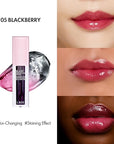 Blanc Essential Lip Oil - 50HR Moisturizing, Hydrating & Color Changing Korean Tinted Lip Oil Gloss Makeup with 6 Plant Extracts - Lightweight, Non-Sticky Finish 0.15 fl oz (#05 Blackberry)
