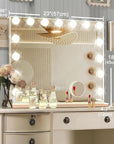 Hollywood Vanity Mirror with Lights, 15 Dimmable Bulbs, 3 Color Lights,Make Up Lighted Mirror, Aluminum Metal Frame, USB Charging Port(23" x 18")