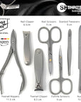 SHPITSER Professional 7pc TopInox Surgical Stainless Steel Tools Manicure Pedicure Set in Genuine Durable Leather Case Handmade in Solingen Germany for Nail and Cuticle Care
