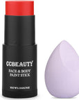 CCbeauty Devil Red Face Paint Stick,Face Painting Kit,Non Toxic SFX Makeup For Clown Spider Halloween Costume Cosplay,Professional Body Paint Stick,Full Coverage Painting Foundation With Makeup Sponge