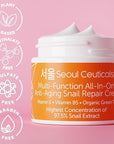 SeoulCeuticals Korean Skin Care 97.5% Snail Mucin Moisturizer Cream - K Beauty Skincare Day & Night Snail Repair Cream Filtrate Cruelty Free 2oz