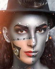 MEICOLY Silver Face Body Paint Stick for Halloween SFX Cosplay Tin Man Makeup,Silver Face Paint for Adults and Kids,Waterproof Eye Black Stick for Baseball Softball Football Lacrosse