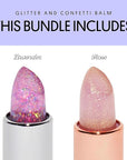 Winky Lux Glitter Confetti & Glimmer Balm, pH Lipstick & Tinted Lip Balm, Sheer Pink Vegan & Cruelty Free Lipstick, Lavender Confetti & Rose