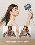 Dreame Glory Mix High-Speed Hair Dryer, Dual Voltage, 3 Magnetic Nozzles, Perfume Infusion, Customized Fragrant Drying, NTC Control, 300M Negative lons, 110,000RPM Motor, 336g Lightweight, Black
