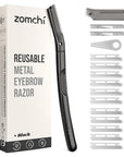 ZOMCHI Dermaplaning Tool for Face with 11 Refill Blades, Dermaplane Razor for Women and Men, Face Razor with Precision Silicone Cover, Eyebrow Razor, Facial Razor, Reusable Metal Handle - Matte Black