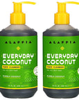 Alaffia Everyday Coconut Face Cleanser for All Skin Types. Leaves Skin Fresh and Hydrated with Fair Trade Coconut Oil & Neem, Vegan, Cruelty Free, No Parabens, Purely Coconut, 2 Pack - 12 Fl Oz Ea
