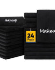 Makeup Remover Cloth, 24 Pack Black Facial Wash Cloths, Soft Coral Fleece Microfiber Towel for Face, Hand, and Bathroom(13" x 13")