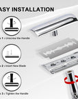 Double Edge Safety Razor with Chrome Plated Handle & Silicone Cover & 10 Blades Single Blade Safety Razor for Travel Metal Eco-Friendly Reusable Razor for Shaving