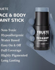 Grey Face Body Painting Stick, Professional Grey Full-coverage Cream Face Paint for Halloween SFX Zombie Grayscale Cosplay Makeup, Washable Eye Body Stick for Adult Costume Party