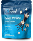 HLTH Code Complete Meal Replacement Shake - Healthiest Meal Replacement = Healthiest You | Keto Friendly | High Protein | Low Carb | Collagen | Gluten Free | Creamy Vanilla Flavor (15 servings)