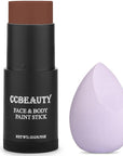 CCbeauty Brown Face Paint Stick,Face Painting Kit,Professional Oil Based Body Paint,Non Toxic SFX Makeup For Deer Elk Bear Halloween Costume Cosplay,Full Coverage Painting Foundation + Makeup Sponge