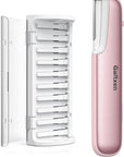 Dermaplaning Tool for Women Pink - Facial Exfoliation & Peach Fuzz Hair Removal with Rechargeable Sonic Edge Technology, 10 Refill Blades