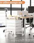 4 Tier Utility Rolling Cart with 4 Drawers Multipurpose Rolling Storage Cart with Wheels and Handles for Office Classroom Kitchen Bathroom Bedroom Organization White