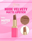 Juvia's Place The Nude Velvety Matte Lipstick Muted - Nude Velvety Long-lasting Rich-Color Lip Makeup, Creamy Lipstick with Matte Finish, Beauty & Lip Products