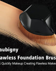 Foundation Makeup Brush Flat Top Kabuki Hexagon Face Blush Liquid Powder Foundation Brush for Blending Liquid, Cream or Flawless Powder Cosmetics with Bonus Protective Case (Black)