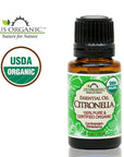 US Organic Citronella Essential Oil, USDA Certified, 100% Pure, 15 ml, Improved caps and droppers – Used for Skin Care, Many DIY Projects Like Candle Making and Much More