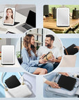 FUNTOUCH Rechargeable Travel Makeup Mirror with 72 Led Lights, Portable Lighted Beauty Mirror, 3 Color Lighting, Dimmable Touch Screen, Tabletop LED Folding Cosmetic Vanity Mirror