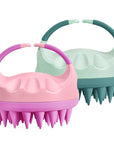 HEETA Scalp Massager with Soft Silicone Bristles for Hair Growth, Dandruff Removal, Itching Relief - Shampoo Brush for Hair Care and Relaxation (Coral Pink & Green)