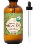 US Organic Moroccan Argan Oil, Cold-Pressed Virgin, USDA Certified, 100% Pure, Unrefined, for Hair, Skin, Nail & Cuticle Care, in Amber Glass Bottle, Sourced from Morocco (4 oz (Large))