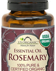 US Organic 100% Pure Rosemary Essential Oil, USDA Certified Organic 100% Pure, Steam Distilled, for Hair Growth, Scalp, Face, Skin, and Aromatherapy (Size Variations Available) (15 ml)