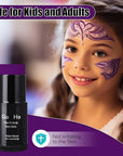 Go Ho Dark Purple Face Body Paint Stick,Easily Washable Formula Purple Face Paint Stick,Non-toxic Cream Purple Body Paint for Adults Children Halloween Mermaid Ursula Costume Cosplay SFX Makeup