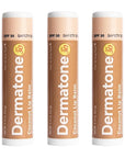 Dermatone Coconut Lip Balm Stocking Stuffer | Moisturizing & Medicated, Aloe & Vitamin E | Chapped and Cracked Lips | SPF 30 | Coconut, 3-Pack 0.15oz sticks