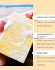 Turmeric Wash and Care 3 Piece Set, Turmeric Trio: Kojic Soap Bar/Facial Pads/Face Cleansing Wash with Brush, Jabon de Curcuma, Tumeric Soap Facial Cleaner Skincare Three Set for Face & Body (A)