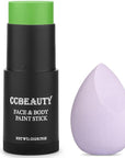 CCbeauty Light Green Witch Face Paint Stick,Face Panting Kit,Non Toxic SFX Makeup For Gamora Halloween Costume Cosplay,Professional FX Body Paint,Full Coverage Painting Foundation With Makeup Sponge