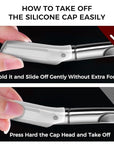 ZOMCHI Eyebrow Razor and Face Razor for Women and Men, Reusable Metal Handle with 11 Refill Blades, Dermaplane Razor with Protective Silicone Cap, Eyebrow Hair Trimmer - Polished Silver