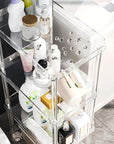 AQUIVER Acrylic Slim Storage Cart - 4 Tiers Narrow Rolling Cart - Utility Cart for Kitchen, Bathroom, Living Room, Laundry - 15.6 '' L x 10.2 '' W x 33.9 '' H