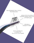 KISS imPRESS Falsies Long Lasting Self Adhesive Eyelashes, ‘Demi Wispy’, 5 Day Extended Wear, 24 Light Volume Lash Clusters (5,6,8,10,12, & 14mm), Precision Non-Stick Applicator