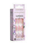 KISS LoveShackFancy x imPRESS Press-On Manicure Limited Edition, Style "Blushing Lavender" Medium Almond Pink Press-On Nails, Includes Prep Pad, Mini Nail File, Cuticle Stick, & 30 Fake Nails