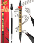 Eyebrow Pen - Microblading eyebrow pencil with Micro-Fork Tip & Precision Tip for Natural Brows, Eyebrow Pencils for Women, Dual-Ended Brow Brush, Waterproof, Dark Brown