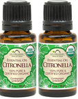 US Organic Citronella Essential Oil, USDA Certified, 100% Pure, 15 ml Pack of 2, Improved caps and droppers – Used for Skin Care, Many DIY Projects Like Candle Making and Much More