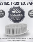 Avilana Silicone Body Scrubber – Gentle Shower Brush & Loofah Alternative- Food Grade & Lab Tested – Fast-Drying, Hygienic, BPA-Free Silicone Body Gentle Exfoliator (Light Gray, Massage)