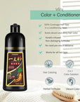Black Hair Dye Shampoo, Hair Color Shampoo for Women Men, Covers Grays in Minutes, Champu Para Canas, Easy to Use, 16.90 Fl Oz