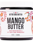 Raw Mango Butter - 100% Pure Mango Seed Butter - Natural Moisturizer for Skin and Hair - Use with Shea in DIY Body Butter, Lip Gloss, Lotion Bar and Soap Making, 8 oz Jar